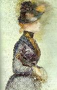 Pierre Renoir woman in blue oil